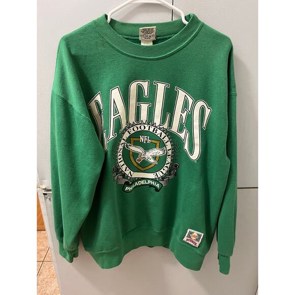 Vintage 90s Nutmeg Philadelphia Eagles NFL Crewneck Sweatshirt Kelly Green L - Picture 3 of 9